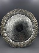 Silver Salver, with Vyvan saddled horse family motif, (785g Total Weight)