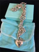 Tiffany & Co 1994 18ct gold and sterling silver choker necklace with heart shaped lock and key