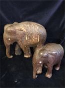 A Pair of carved elephants