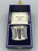 A Boxed silver napkin ring Birmingham