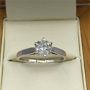 An 18ct white gold single stone diamond ring of 73 points