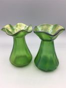 A Pair of Loetz Crete Glatt iridescent glass vases c.1900 Height 11.5cms