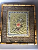 Oriental framed silk picture