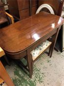 George III mahogany cross banded card table in the Sheraton manner, inlaid with satin wood line