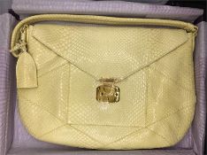 Very rare natural Lemon python skin Asprey Hobo Bag, with brass-gold lock clasp and key. Inside this