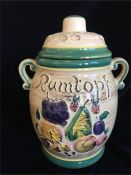 A Rumtopf West German two handled lidded pot.