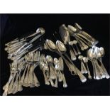 A William IV silver cutlery set to include along with wooden canteen. Sixteen teaspoons, twelve