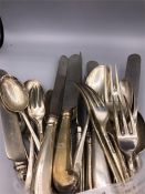 A selection of silver cutlery. Hallmarked London 1897 for spoons and forks, 1911 for knives (1215g
