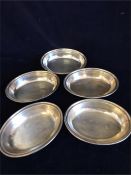 Five Mappin & Webb small silver plated trays for Midland Bank