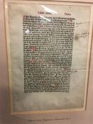 CAXTON PRINTING -- One leaf from the FIRST EDITION of Ralph Higden's Polychronicon. Westminster: