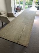 A Dining Table with label saying it was made for Watkins & Stafford in Peterborough 295cm long x