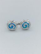 A Pair of silver and enamel Tiffany style cufflinks