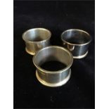 Three silver napkin rings