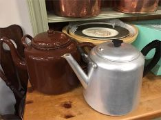 Large vintage tin teapots