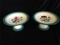 A Pair of cake plates with floral decoration