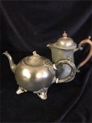 A Pewter jug and teapot