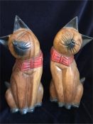 Pair of Ornamental wooden cats