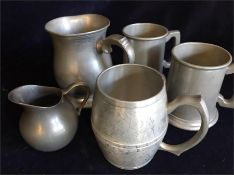 A Selection of pewter Tankards