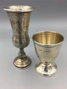 Silver hallmarked Birmingham vase and an egg cup