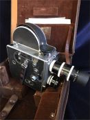 A Paillard Bolex Cine Camera in leather case