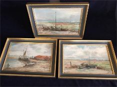 A selection of three oil on board coastal themed paintings by J G Wheeler 1912