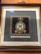 Framed Royal Air Force regimental insignia Squadron Leader Bevan Squadrons 15, 16 and 51