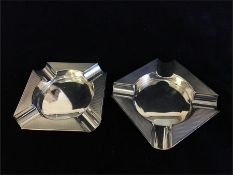 A pair of hallmarked, Birmingham silver ashtrays by D&F