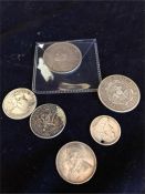 Silver African Colonial coins. 1912 German East Africa 1 Rupie V/F other coins including Kruger