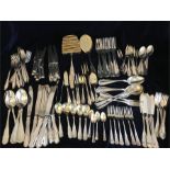 An almost complete German hallmarked silver cutlery service, marked 800.