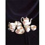 Royal Albert Bone China England Barbara Ann tea set to include teapot, milk jug, sugar bowl, six