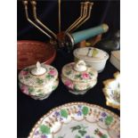 A selection of china, white metal items and a Kaleidoscope on stand
