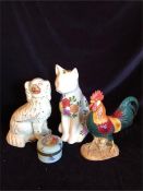 A collection of china to include cat, dogs etc