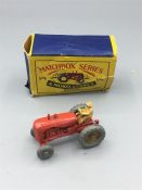 Moko Lesney Matchbox No 4 Massey Harris Tractor in original but damaged box.