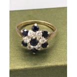 A Sapphire and CZ ring on 9ct gold