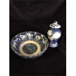 A Chinese bowl and small lidded vase (AF)