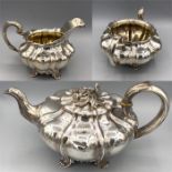 A William IV silver tea set, hallmarked London 1833 and with makers mark EB, Edward Barton
