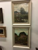 A pair of Edward Waite oil on canvas paintings