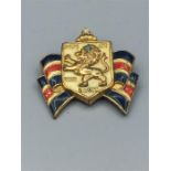 British War Relief Society Pin, Official BWRS and B.B. to rear in brass and enamel