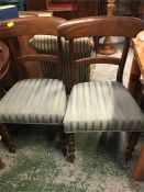 Pair of blue silk striped chairs