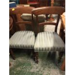 Pair of blue silk striped chairs