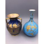 Two small vases in blue and gold including one by Spode