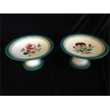 A Pair of cake plates with floral decoration