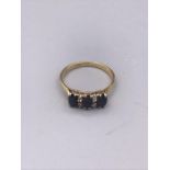9ct gold Diamond and Sapphire ring