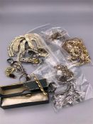 A Mixture of costume jewellery including some silver