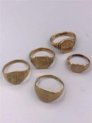 A selection of 9ct gold signet rings (16.45g)