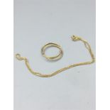 Pair of 9ct gold earring (1.1g) and necklace marked 750 (4.5g)