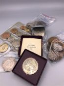 A selection of mixed coins to include pennies, crowns etc.