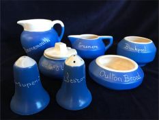 Seven pieces of Blue Devonware