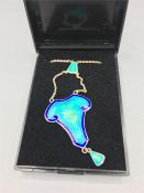 An Art Nouveau silver and enamel drop pendant necklace John Atkins & Sons, hallmarked Birmingham