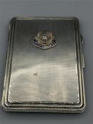 A hallmarked silver cigarette case, East Yorkshire regiment.